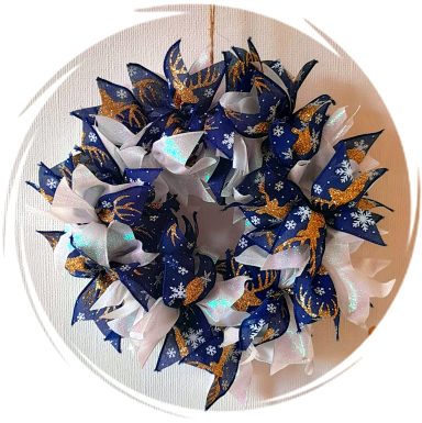 White and Royal Blue with Gold Stags